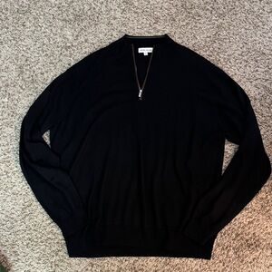 Peter Millar Black Merino Wool Quarter Zip Long Sleeve Sweater Men’s Size XL